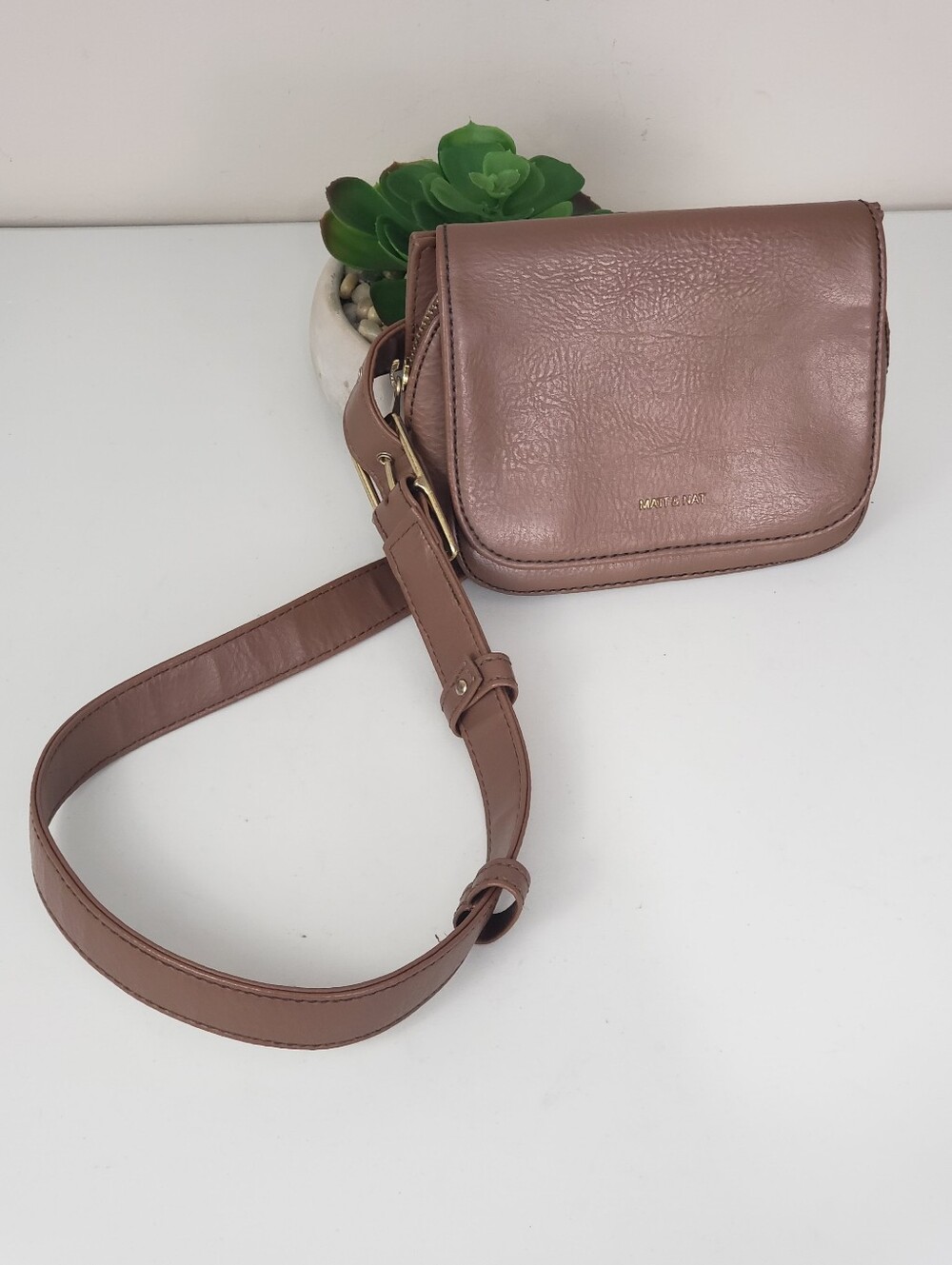 Matt & Nat Vegan Leather Flap Brown Park Belt Bag